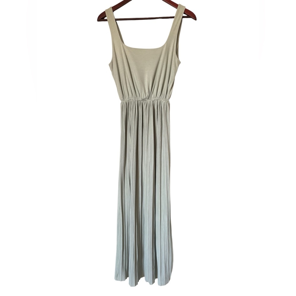 New Oak+Fort women's pleaded sleeveless midi summer dress light green size S - Picture 9 of 9